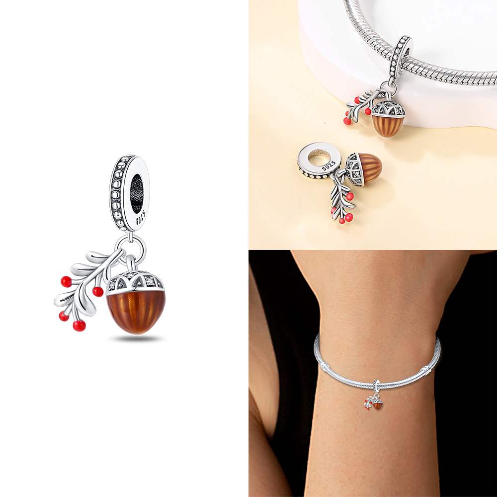 Autumn Harvest Series Squirrel Maple Leaf Pumpkin Copper Charms Pendants Fitoriginal Bracelets Diy Jewelry