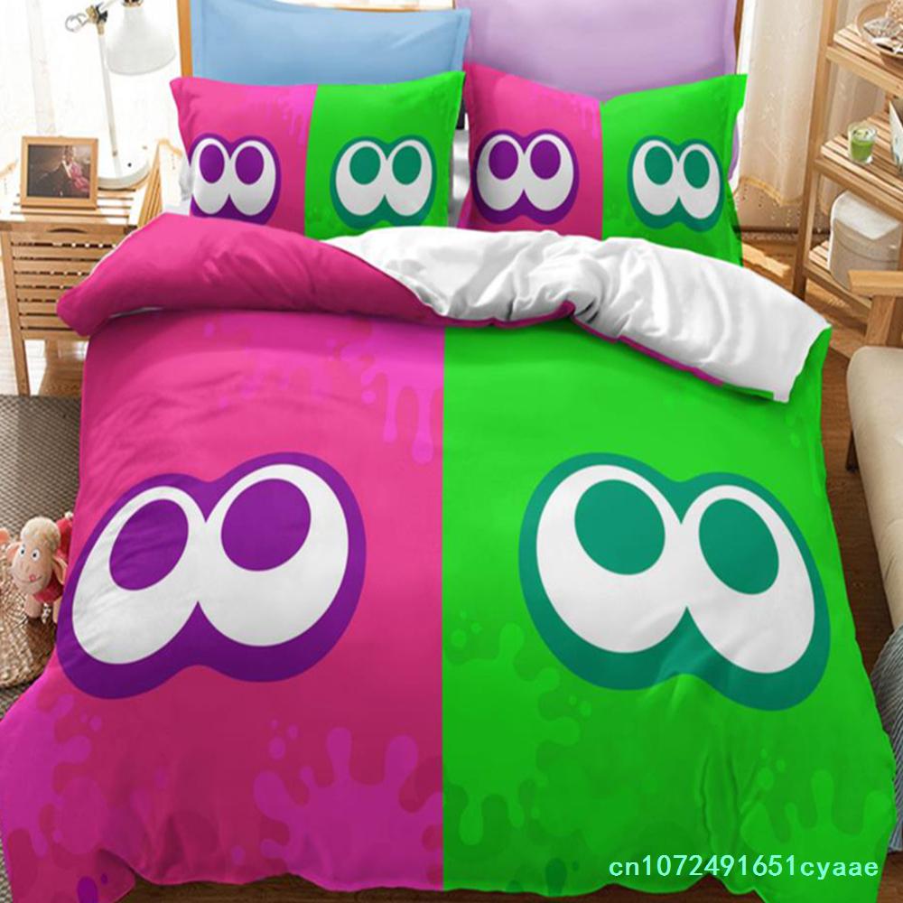 Popular Splatoon 2 Game Printed Bedding Set 3d Cartoon Duvet Cover Set Pillow Case Twin Full Queen King Size Bed Linen Bed Sets