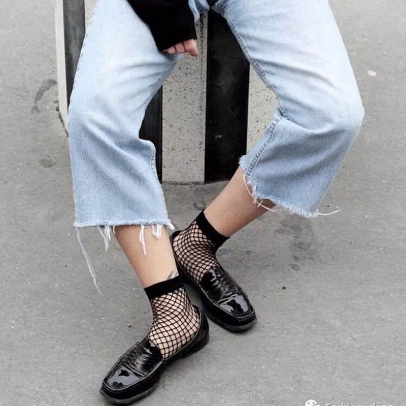 Women Ruffle Fishnet Ankle High Socks Lady Mesh Lace Fish Net Short Socks