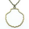 Openwork Resin Photo Frame Geometric Keys Pendant Antique Bronze Silver Metal Friend Collar Necklace