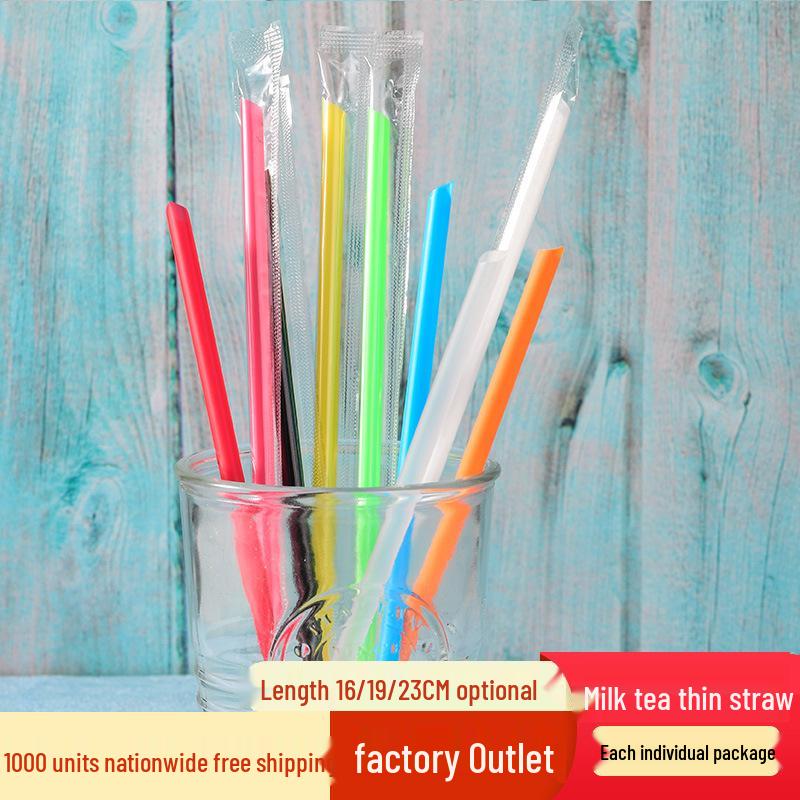 1000-Pack Transparent 19cm Disposable Plastic Straws for Milk Tea, Soy Milk & Juice - Individually Wrapped & Hardened