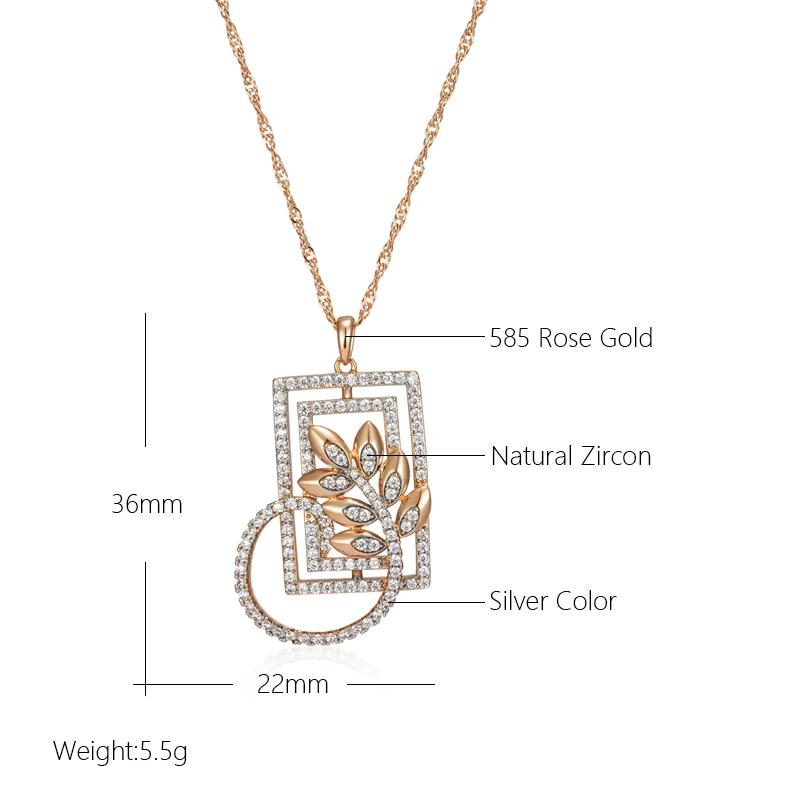 New Fashion Square Wide Pendant Necklace For Women  Rose Gold  Color Mix Boho Crystal Flower Ethnic Retro Jewelry