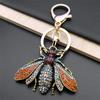 Vintage Crystal Bee Pendant Key Chain Women Alloy Rhinestone Keyring Car Bag Accessories Jewelry Llaveros Para Mujer K9242S04