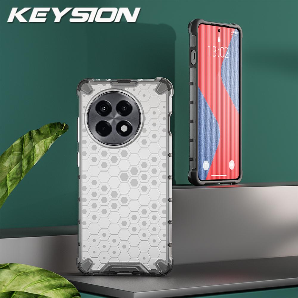 KEYSION Shockproof Armor Case for OnePlus 13R 5G 1+13r Soft Silicone+PC Transparent Honeycomb Phone Cover for OnePlus Ace 5 Pro