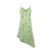 2025 Spring/Summer Women's Slim Fit Casual Printed Silk Mesh Midi Dress