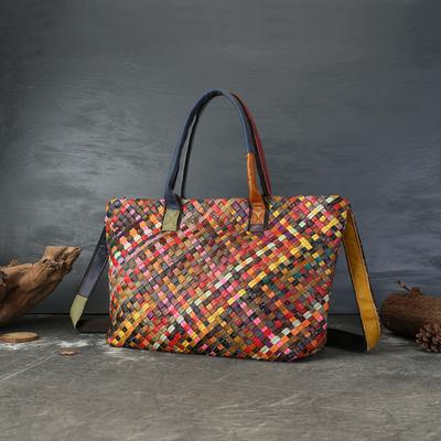 A Small and Light Luxury Woven Bag Made of Cowhide, A Large-capacity Commuter Single-shoulder Handbag and Tote Bag