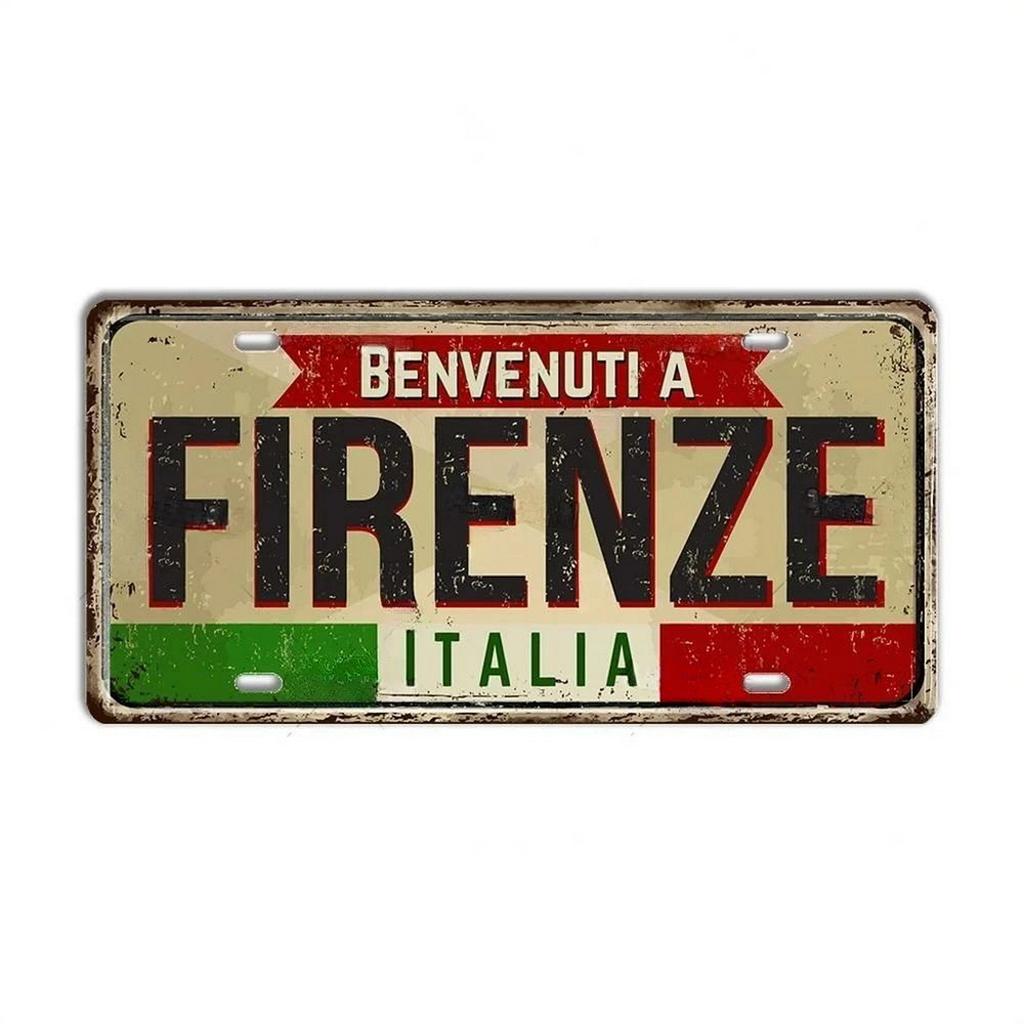 Mfoever Tin Italy License Plates for Wall Art Decoration Metal Tin Signs Vintage Tags Metal Automotive Signs For Cafe Bar Club Garage Pubs