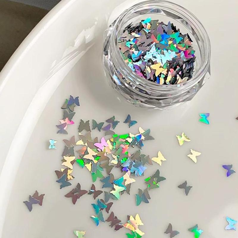 

1Jar Laser Asterism Фольга Хлопья Блестки Украшения Для Ногтей Маникюр Советы Подвески Для Женщин Девочек Diy Аксессуары butterfly