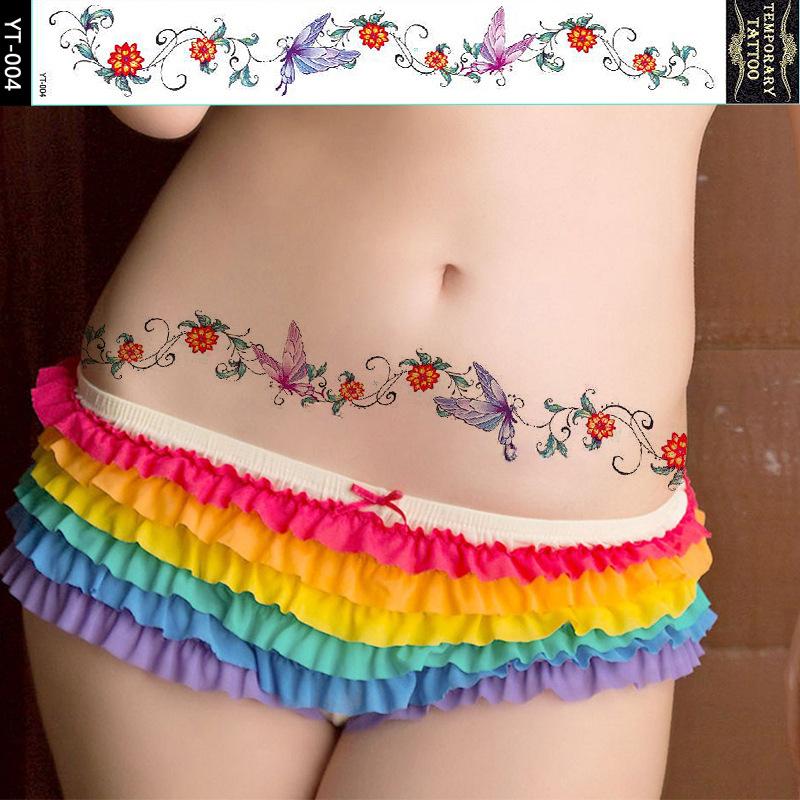 Belt Tattoo Sticker Waterproof And Long-Lasting Lower Belly Butterfly Flower Belt Sticker Tattoo Sticker Tattoo Sticker