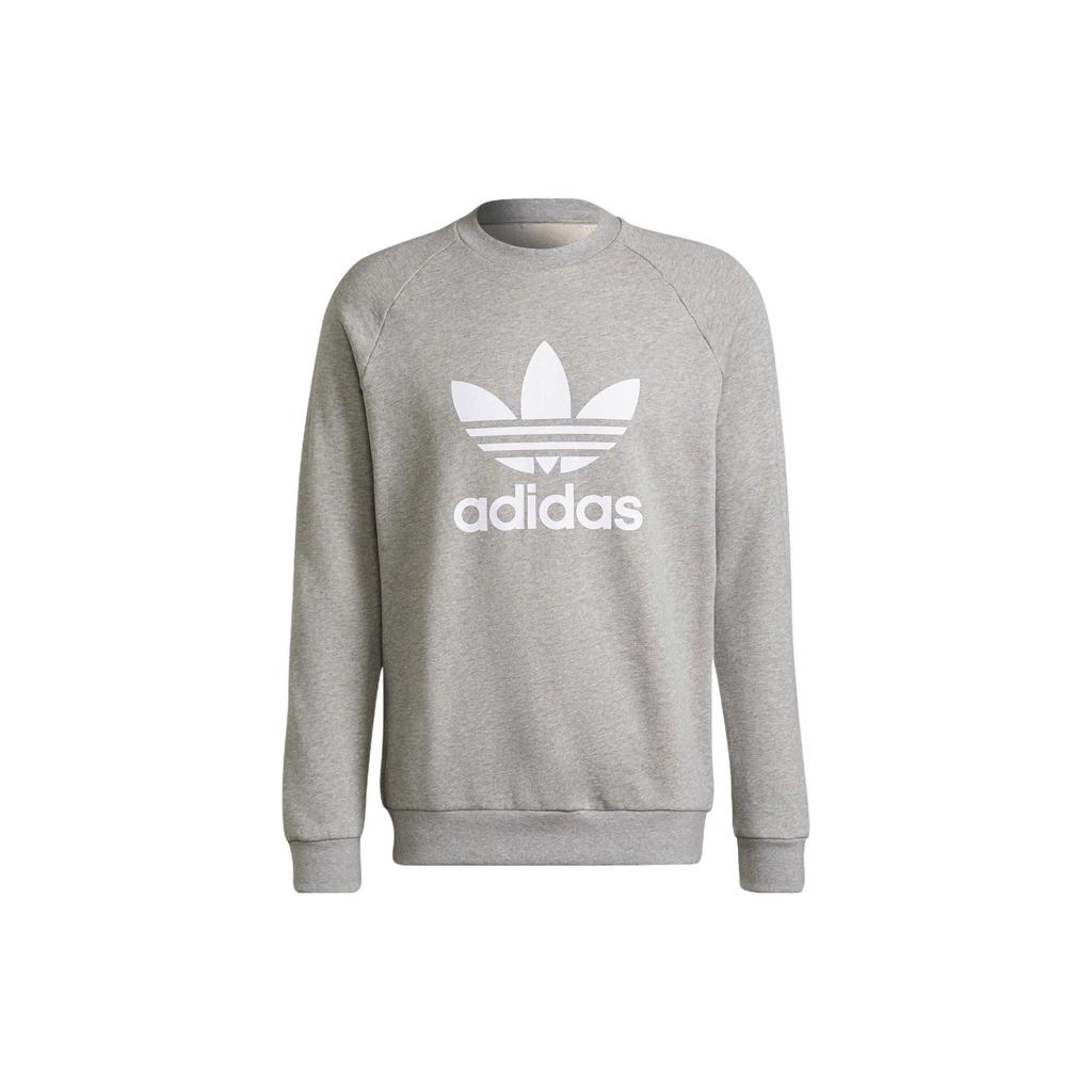 Adidas Front Brand Logo Print Crew Neck Sweatshirt Men Tops Gray H06650