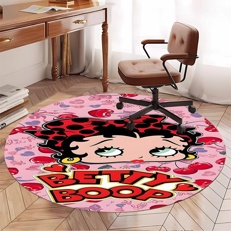 Betty Boop Pattern Round Rug, Indoor/Outdoor Mat, for Picnic, Gameroom, Bedroom, Office, Living Room, Home Decor Carpet, Birthday Gift