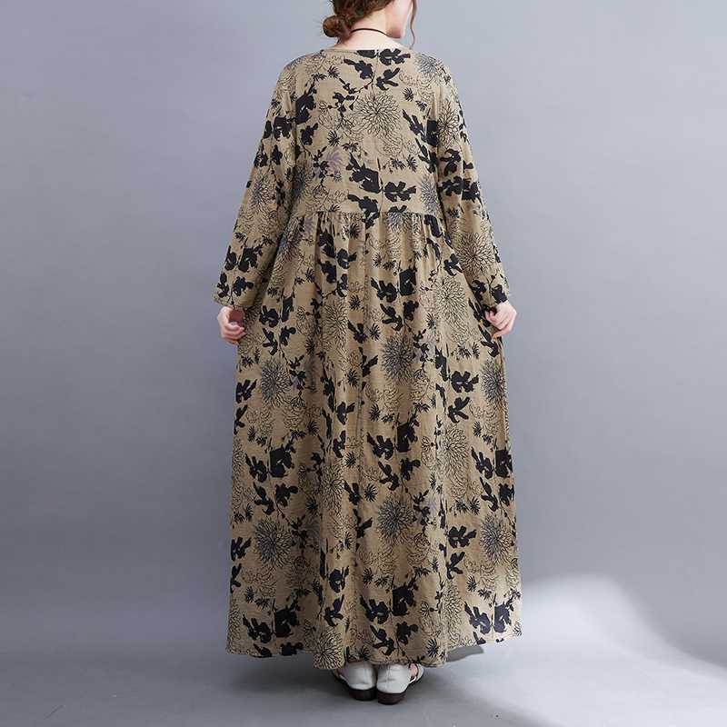 

Художественное платье с длинными рукавами Fat Plus Printed Casual Dresses M