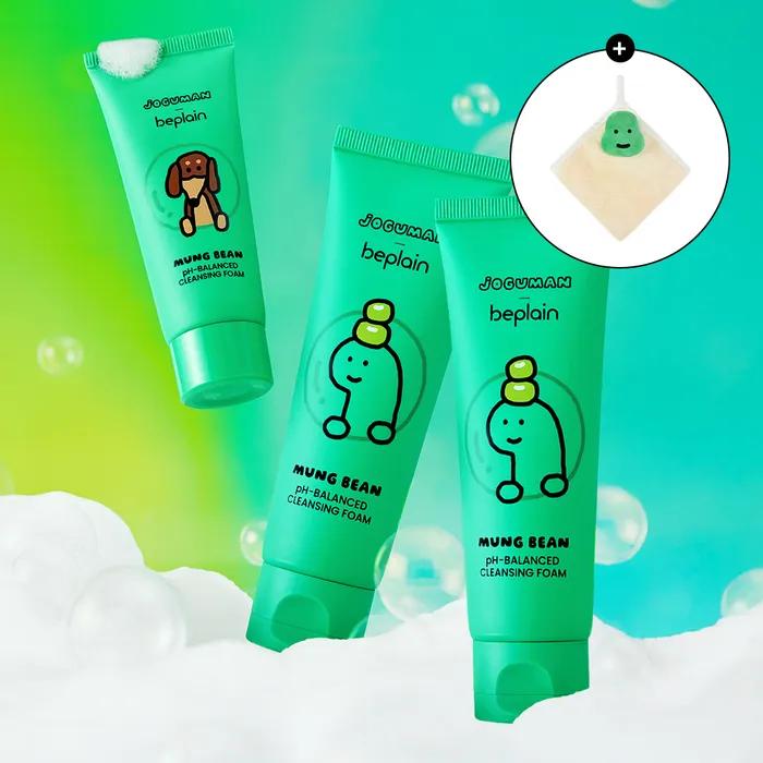 [Joguman Edition] Green bean mild acid cleansing foam 200ml (80mlx2+40ml) set (gift: hand towel)