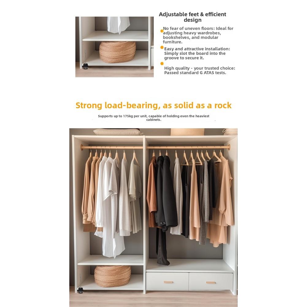 Tool-free Install Cabinet Feet For Uneven Surfaces Black Adjustable Cabinet Feet For Furniture Furniture Leveling