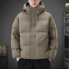Men's American Style Winter 2025 Patchwork Hooded Down Jacket - Windproof, Thick, and Trendy Puffer Coat for Outdoor Warmth