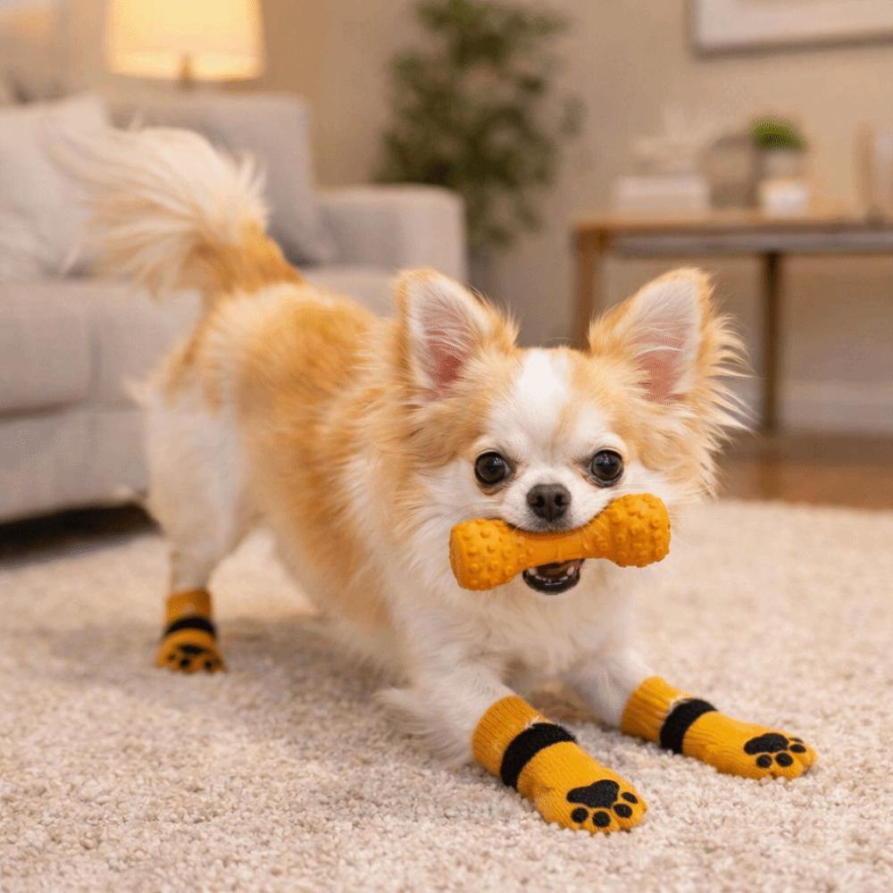 4PCS Soft Pet Foot Cover Elastic Dog Paw Protectors Cute Dog Anti-slip Socks  for All-Season