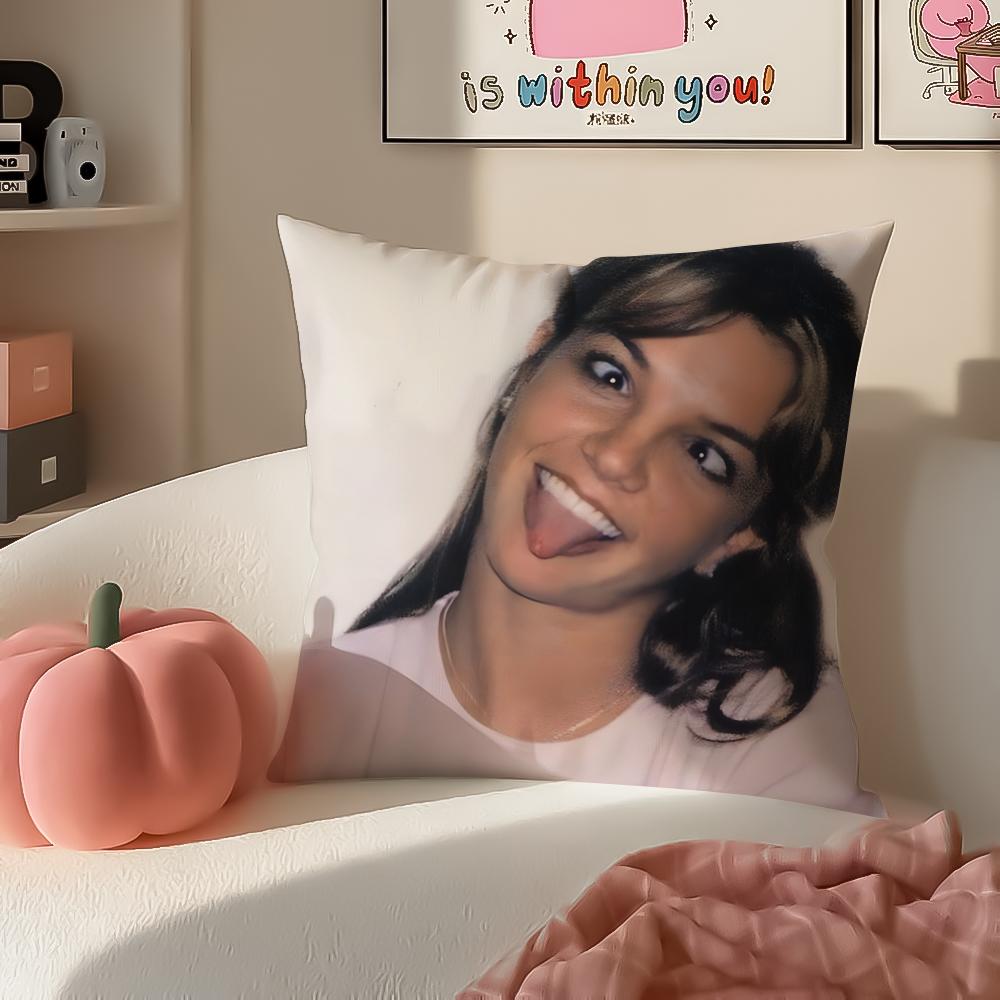 Singer BBritneyS Spears Cushion Cover Pillowcase Short Plush Invisible zipper Room Sofa Cushion Cover