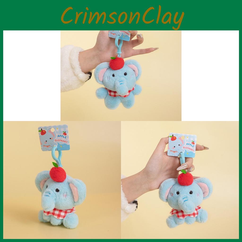 Apple Adorable Elephant Plush Keychain With Soft Fur Bag Ornament Gift Doll