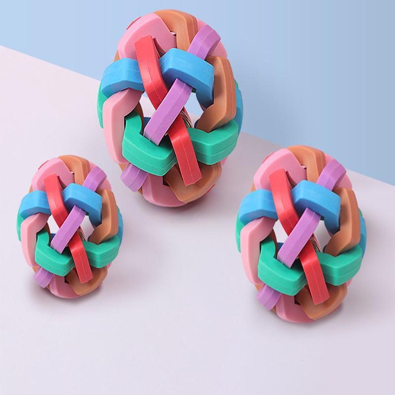 Colorful Bell Ball For Dogs Interactive Pet Toy Tpr Material Weight 116g