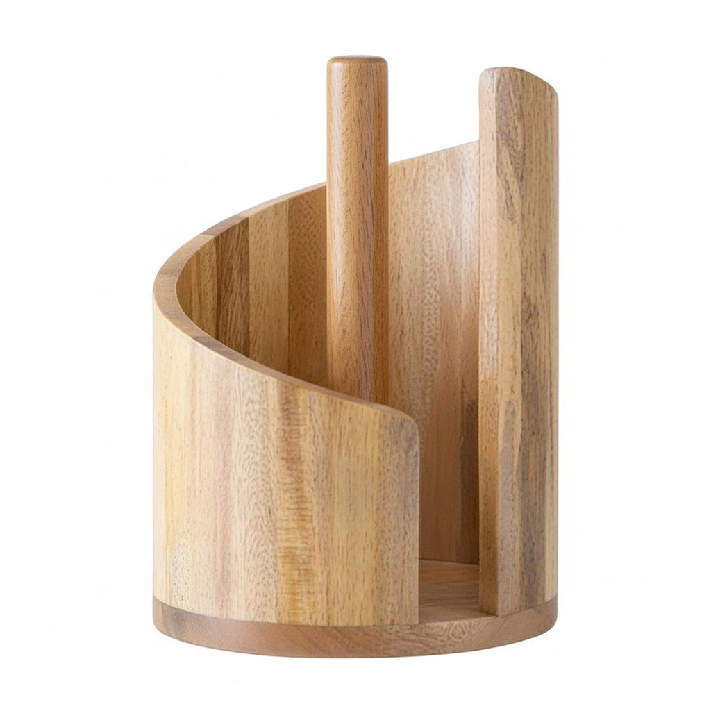 Wooden Tissue Holder with Base Countertop Paper Towel Holder Large Capacity Iron Frame Tissue Box for Dining Room Living Room