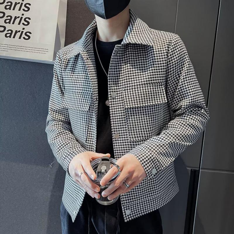 

Осень 2023 года мужская рабочая куртка в корейском стиле с узором «гусиная лапка» L