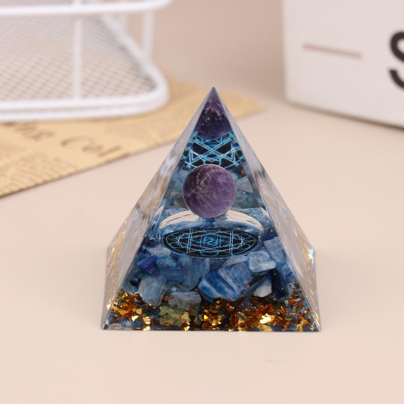 Energy Pyramid Orgonite Reiki Natural Amethyst Peridot Reiki Chakra Meditation Tool Room Decor Crystal Gifts