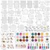 FUNSHOWCASE Shaker Mold Set for Resin Keychains and Straps - Silicone Mold/Film/Holographic Glaze/Slicing Stick/Dropper - Beginner's Craft Kit with 13