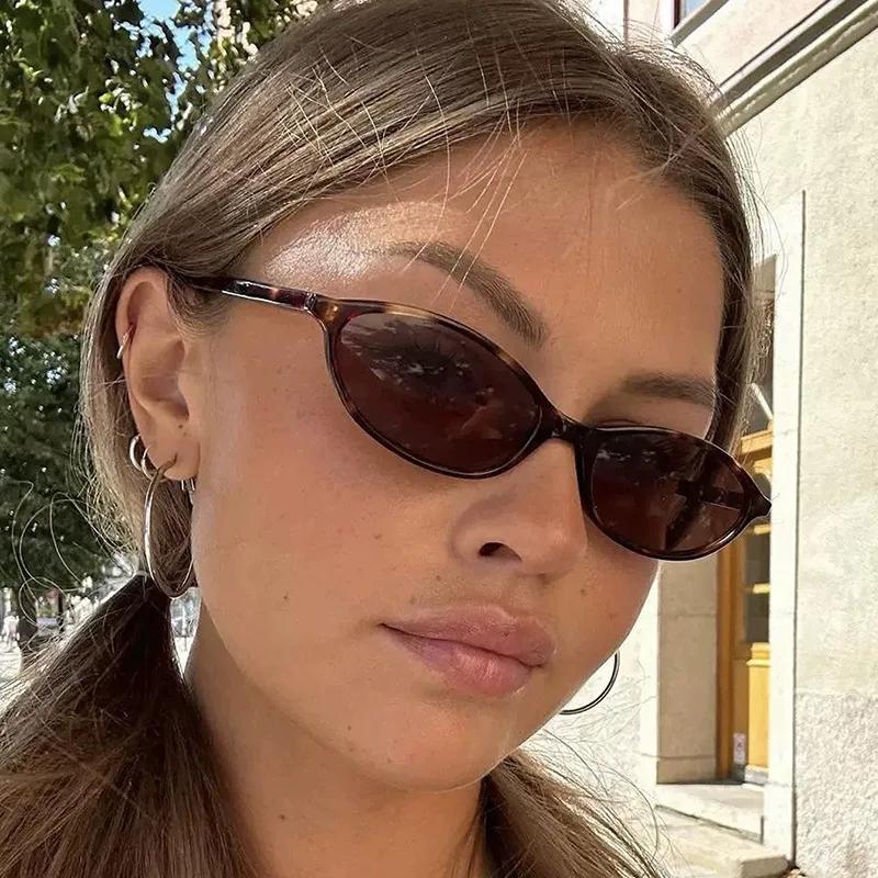 Retro Small Frame Ellipse Sun Glasses for Women Brand Black Round-shaped Cool Sun Glasses Designer Sun Glasses