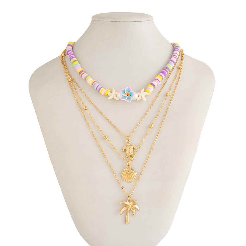 Soft Pottery Beads Necklace for Women Adjustable Multi-layer Neck Chain Natural Beach Jewelry Bohemian Fashion Jewellery