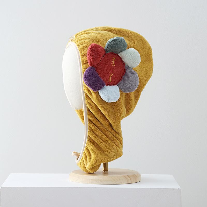 Women's Dry Hair Cap Thickened  Absorbent Coral Velvet Towel Quick-drying Turban