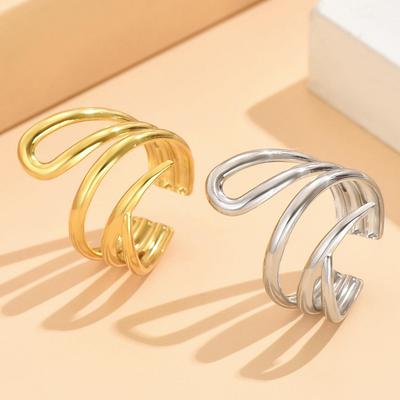 Cross-Border Artistic Irregular Line Design Stainless Steel Adjustable Index Finger Ring