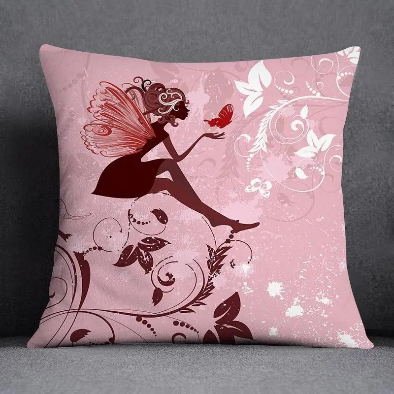 Juste De Coussin Carrée À Motif Papillon, Taie D'oreiller, Série Rose, Décoration De Bureau À Domicile