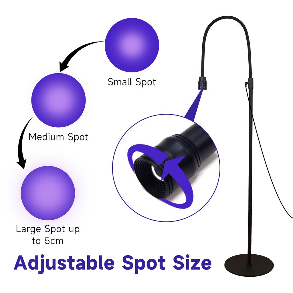 LED 5W Lash Light Floor Standing with Pedal Switch, for Eye Lash Extension Nail Glue Curing, Adjustable Light Focusing