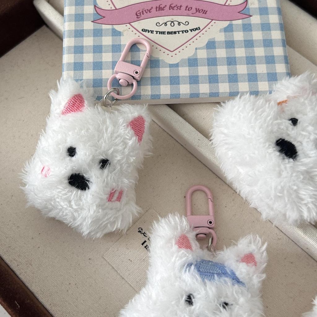 West Highland Plush Puppy Keychain - Cute, Soft Pendant, Sweet Gift for Girls and Friends.