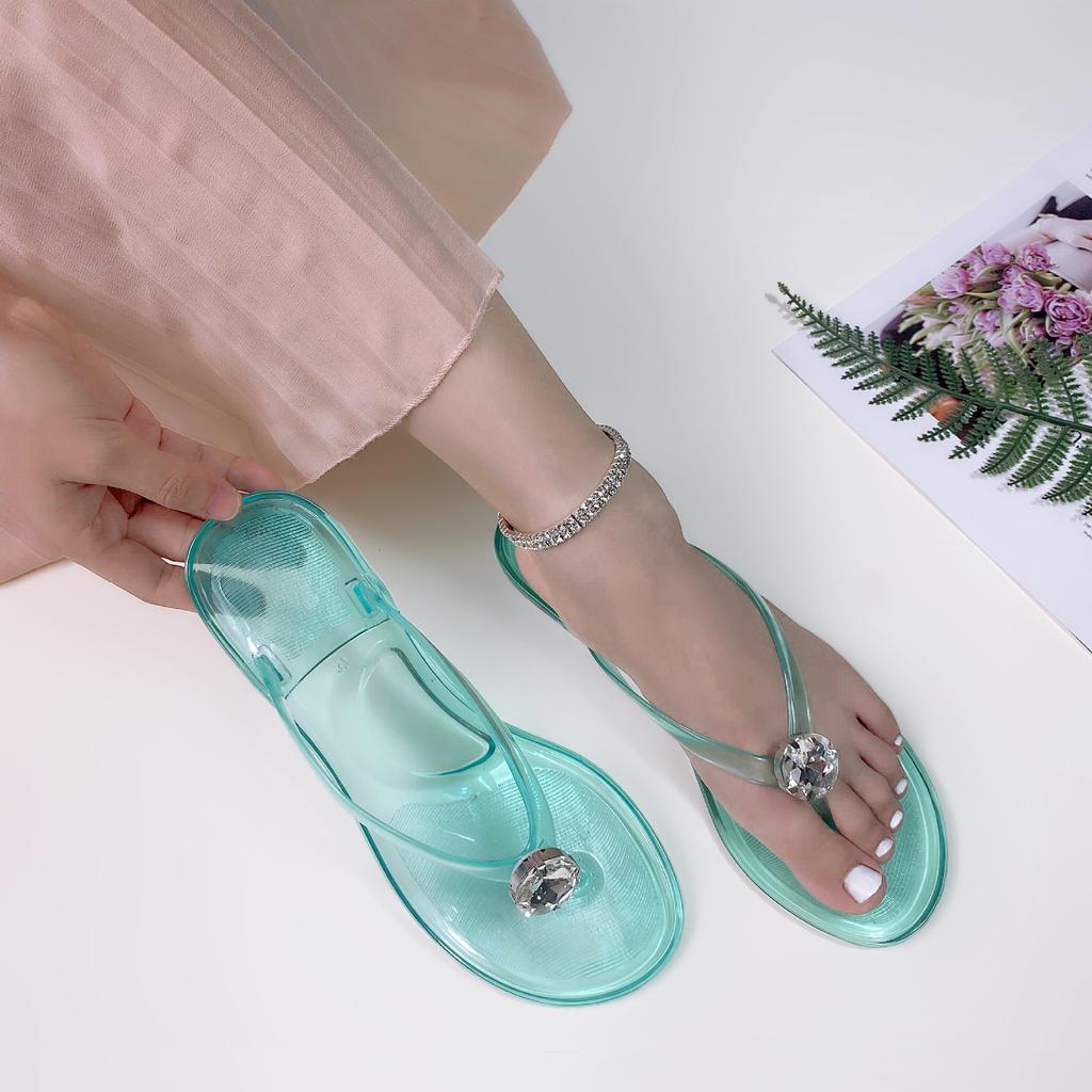 Genomskinliga PVC-tofflor Sandaler Klämmer Fötter Gelé Ballerinas Y2
