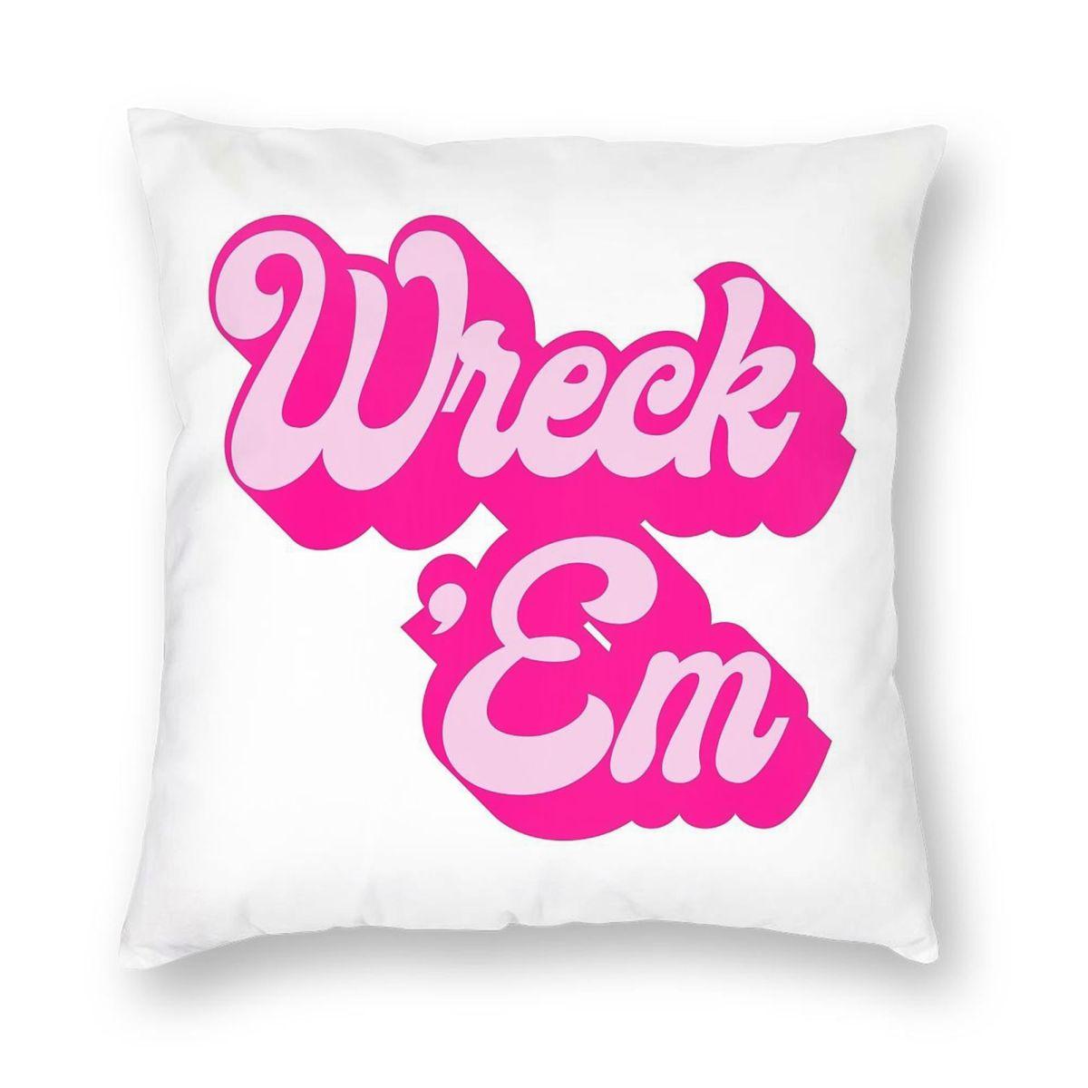 Wreck Em Square Pillowcase Polyester Linen Velvet Creative Zip Decor Sofa Cushion Cover 30x30cm