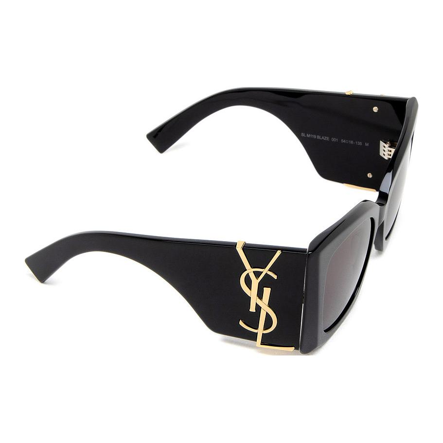 Saint Laurent Buchstabenlogo Metallnasenpads Unregelmäßiges Gestell Sonnenbrille Damen Sonnenbrille Schwarz SLM119F-BLAZE001