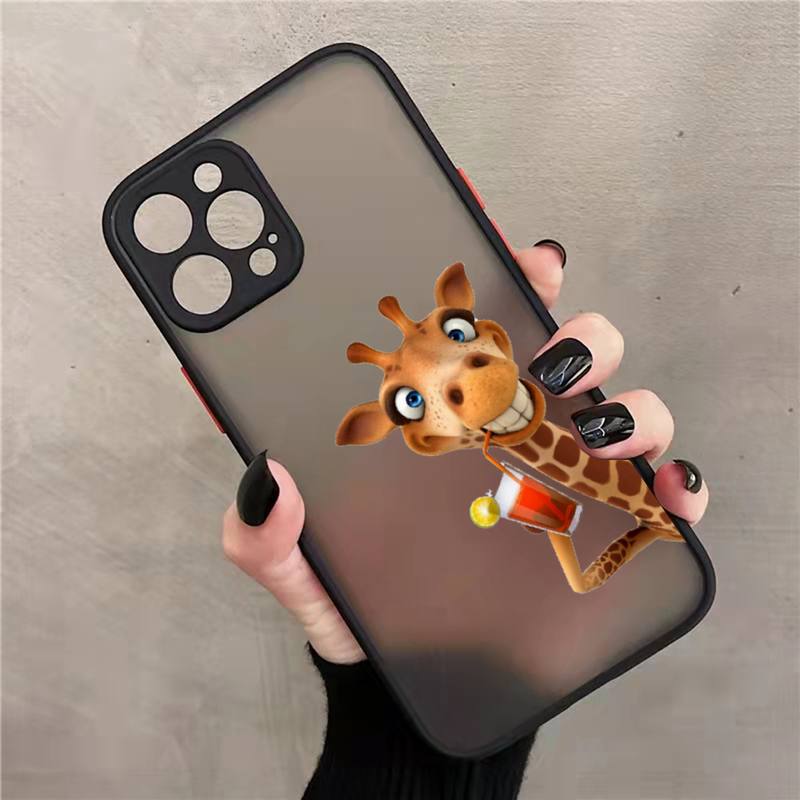Žirafa zvíře roztomilé a vtipné Pouzdro na telefon matné průhledné Pro iphone 7 8 11 12 13 plus mini x xs xr pro max kryt
