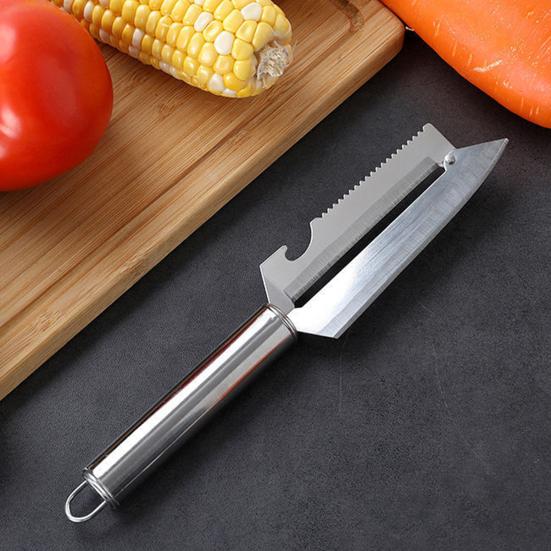 4 In 1 Stainless Steel Peeler, Multifunctional Vegetable Fruit Cutter, Potato Apples Carrot Peeler with Bottle Opener And Scaler