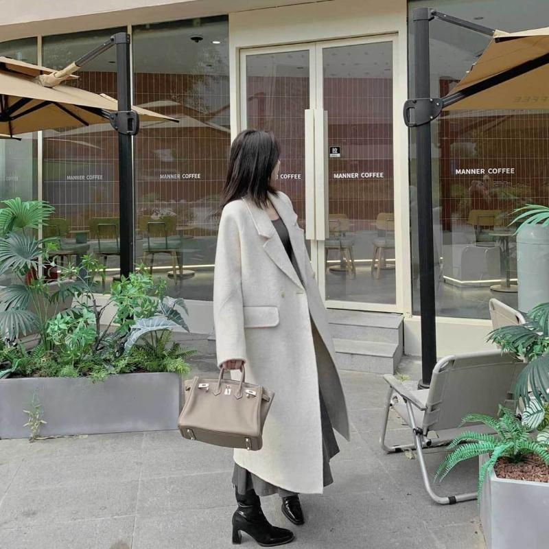 Winter Wool Coat for Women Mid Length Korean Fashion Warm Trench Jacket