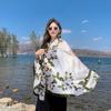 Thin Women Hijab Shawls Print Flower Headscarf Fashion Luxury Silk Scarf  Girl