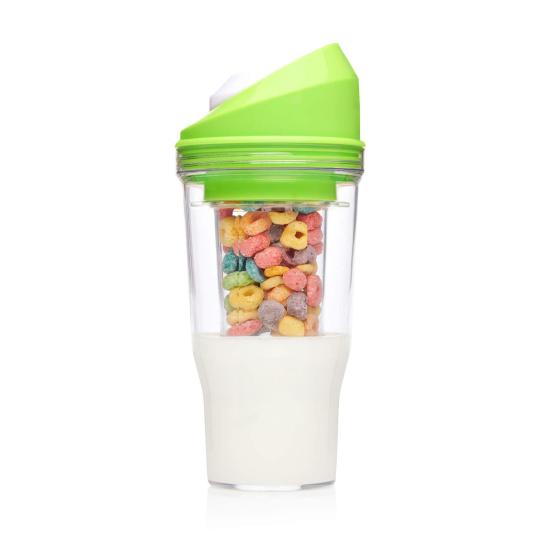 Portable Cereal Cup Plastic Milk And Cereal Travel Cup To-go Cereal Container No Spoon or Bowl Needed for Kids Adults Breakfast On The Go