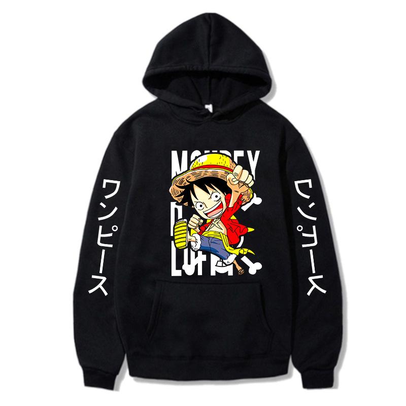 One Piece Luffy Anime Unisex Hooded Pullover Sweatshirt - Korean-Style Casual Long Sleeve Top