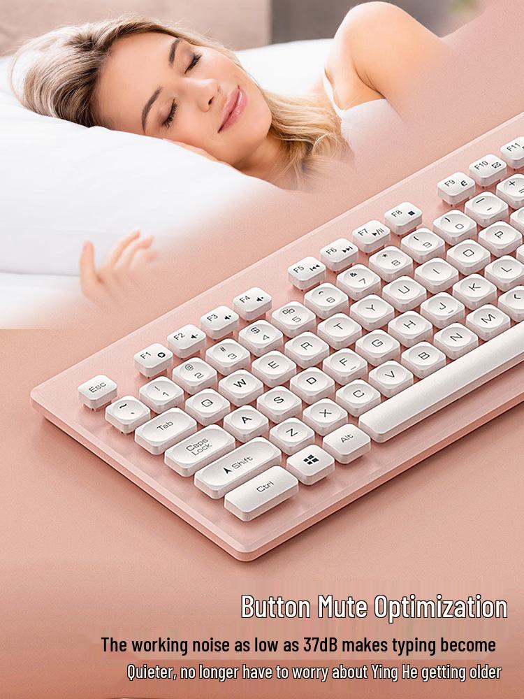 Stylish Chocolate Keyboard & Silent Wireless/Wired Mouse Set for Office/Home Use
