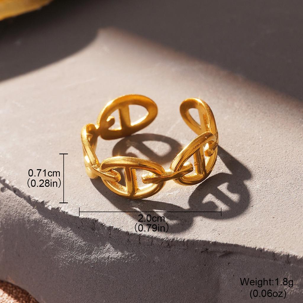 Cold wind fashion stainless steel European and American ring temperament line high-end sense gold hand jewelry