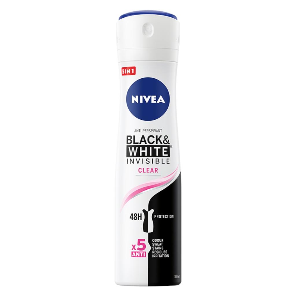 Nivea Black&White Invisible Clear Antitranspirant, 150 ml