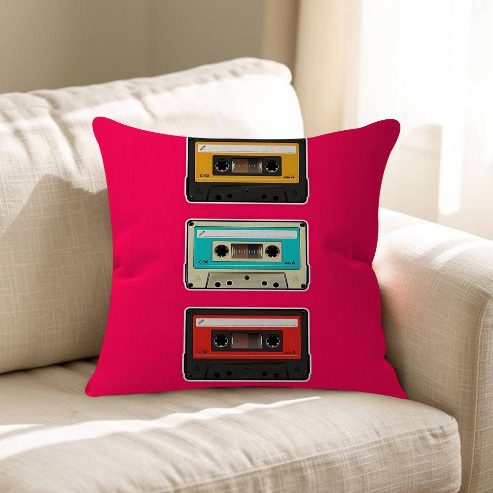 Magnetic Radio Tape Cassette Maple Design Cushion Cover Happy Autumn Harvest Decor Holiday Decorati Pillow Cover