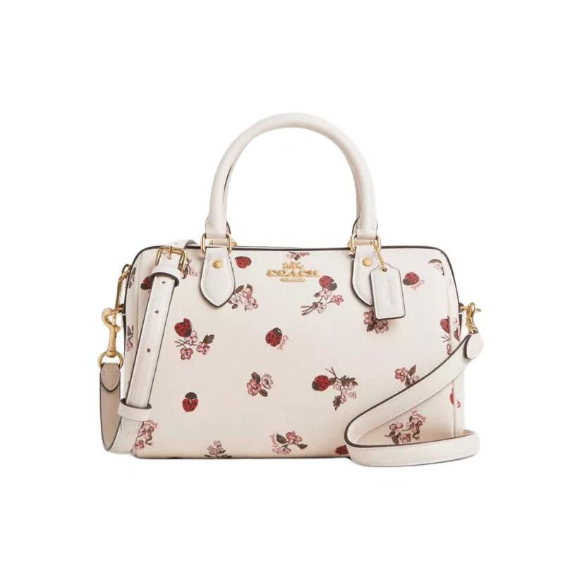 

Coach Rowan 25 Ladybug Floral Print Coated Canvas Tote Shoulder Crossbody Bag Medium Women bags Gold Chalk Multicolor CU272-IMCAH Basic Set (Bag+Dust Bag)