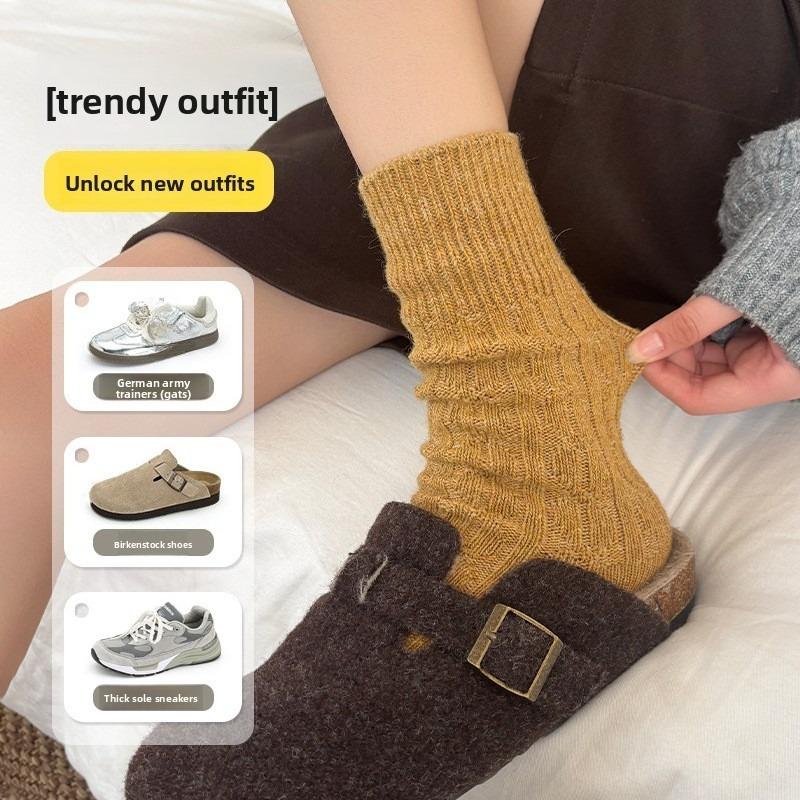 Wool Mid-calf Socks - Children's Winter Thick and Warm Sleeping Socks - Retro Multi-purpose Long Socks - Women's Socks