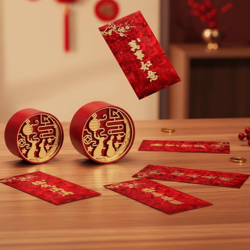 6PCS/SET Thickened New Year Red Envelopes Bronzing Good Lucky Red Packets  New Year Greetings